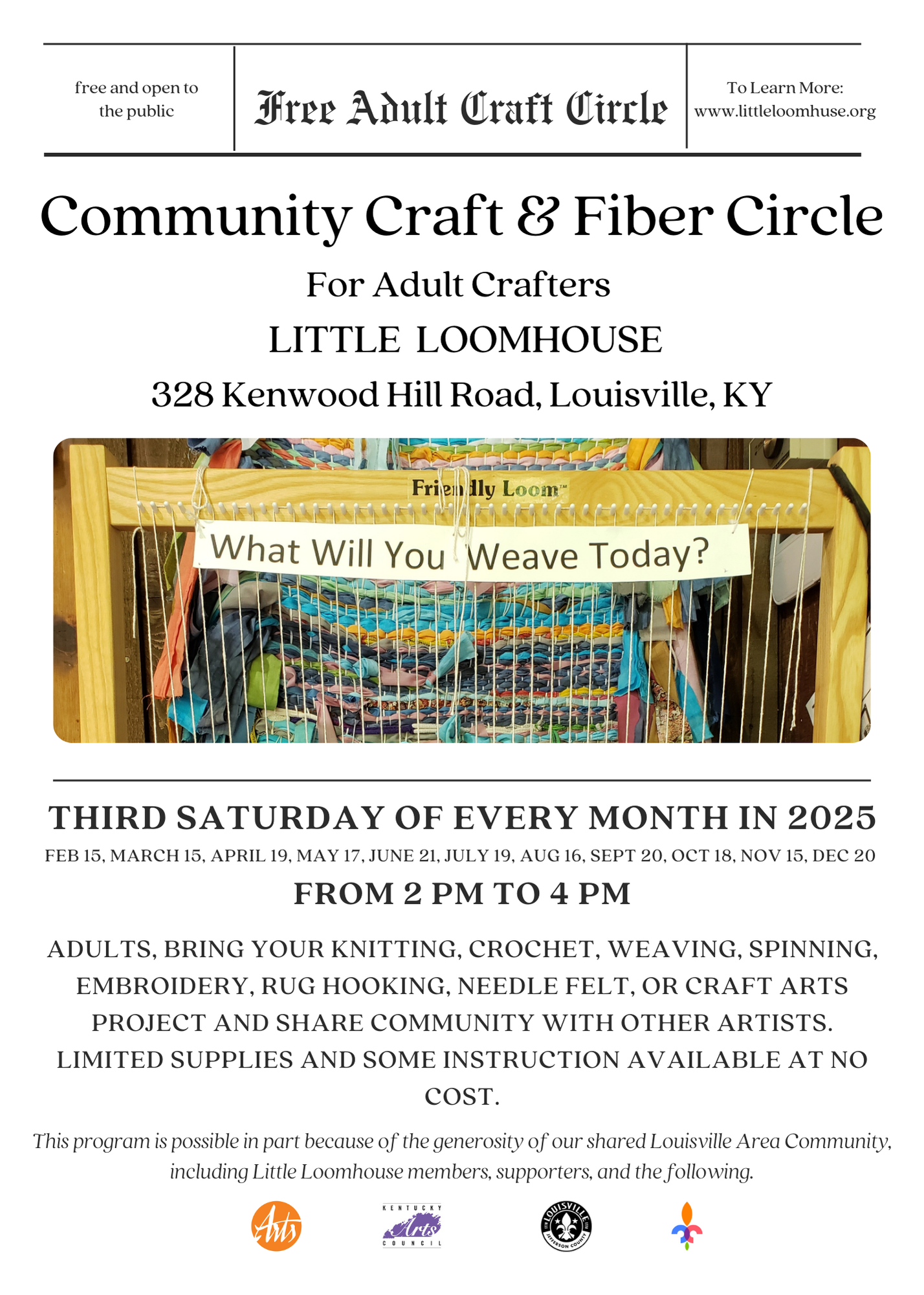 Free Community Craft & Fiber Circle for Adults